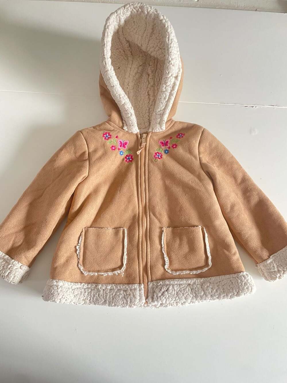 Ssuede and sherpa hooded toddler jacket 24M thick winter fashion jacket coat